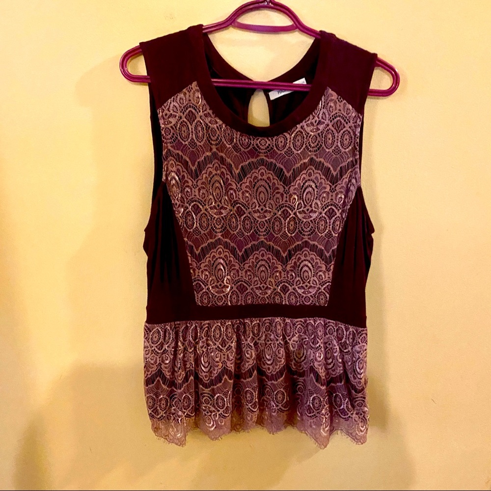 Ricki's Burgundy Lace Peplum Top